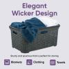 imageDesigned Laundry Basket Plastic 2 Pack Storage Hamper Basket Brown Cloths Basket Organizer with Cutout Handles Space Saving for Laundry Room Bedroom Bathroom Wicker Design 50 LiterGrey