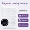 imagePlastic Laundry Hamper with Lid Designed Laundry Hamper Basket Beige Tall Cloths Hamper Organizer with Cutout Handles Space Saving for Laundry Room Bedroom Bathroom Wicker Design 60 Liter