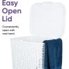 imagePlastic Laundry Hamper with Lid Designed Laundry Hamper Basket Beige Tall Cloths Hamper Organizer with Cutout Handles Space Saving for Laundry Room Bedroom Bathroom Wicker Design 60 Liter