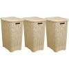 imagePlastic Laundry Hamper with Lid Laundry Hamper Basket White Smoke 2 Pack Tall Cloths Hamper Organizer with Cutout Handles Space Saving for Laundry Room Bedroom Bathroom Wicker Design 60 LiterBeige