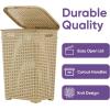 imagePlastic Laundry Hamper with Lid Laundry Hamper Basket White Smoke 2 Pack Tall Cloths Hamper Organizer with Cutout Handles Space Saving for Laundry Room Bedroom Bathroom Wicker Design 60 LiterBeige
