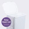 imagePlastic Laundry Hamper with Lid Laundry Hamper Basket White Smoke 2 Pack Tall Cloths Hamper Organizer with Cutout Handles Space Saving for Laundry Room Bedroom Bathroom Wicker Design 60 LiterWhite