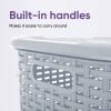 imagePlastic Laundry Hamper with Lid Laundry Hamper Basket White Smoke 2 Pack Tall Cloths Hamper Organizer with Cutout Handles Space Saving for Laundry Room Bedroom Bathroom Wicker Design 60 LiterWhite Smoke