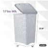 imagePlastic Laundry Hamper with Lid Laundry Hamper Basket White Smoke 2 Pack Tall Cloths Hamper Organizer with Cutout Handles Space Saving for Laundry Room Bedroom Bathroom Wicker Design 60 LiterWhite Smoke