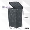 imagePlastic Laundry Hamper with Lid Laundry Hamper Basket White Smoke 2 Pack Tall Cloths Hamper Organizer with Cutout Handles Space Saving for Laundry Room Bedroom Bathroom Wicker Design 60 LiterGray