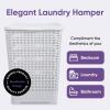 imagePlastic Laundry Hamper with Lid Laundry Hamper Basket White Smoke 2 Pack Tall Cloths Hamper Organizer with Cutout Handles Space Saving for Laundry Room Bedroom Bathroom Wicker Design 60 LiterWhite Smoke