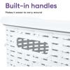 imagePlastic Laundry Hamper with Lid Laundry Hamper Basket White Smoke 2 Pack Tall Cloths Hamper Organizer with Cutout Handles Space Saving for Laundry Room Bedroom Bathroom Wicker Design 60 LiterWhite