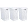 imagePlastic Laundry Hamper with Lid Laundry Hamper Basket White Smoke 2 Pack Tall Cloths Hamper Organizer with Cutout Handles Space Saving for Laundry Room Bedroom Bathroom Wicker Design 60 LiterWhite