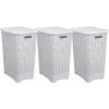 imagePlastic Laundry Hamper with Lid Laundry Hamper Basket White Smoke 2 Pack Tall Cloths Hamper Organizer with Cutout Handles Space Saving for Laundry Room Bedroom Bathroom Wicker Design 60 LiterWhite Smoke