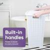 imagePlastic Laundry Hamper with Lid Laundry Hamper Basket White Smoke 2 Pack Tall Cloths Hamper Organizer with Cutout Handles Space Saving for Laundry Room Bedroom Bathroom Wicker Design 60 LiterWhite