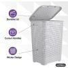 imagePlastic Laundry Hamper with Lid Laundry Hamper Basket White Smoke 2 Pack Tall Cloths Hamper Organizer with Cutout Handles Space Saving for Laundry Room Bedroom Bathroom Wicker Design 60 LiterWhite Smoke