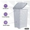 imagePlastic Laundry Hamper with Lid Laundry Hamper Basket White Smoke 2 Pack Tall Cloths Hamper Organizer with Cutout Handles Space Saving for Laundry Room Bedroom Bathroom Wicker Design 60 LiterWhite Smoke