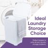 imagePlastic Laundry Hamper with Lid Laundry Hamper Basket White Smoke 2 Pack Tall Cloths Hamper Organizer with Cutout Handles Space Saving for Laundry Room Bedroom Bathroom Wicker Design 60 LiterWhite