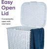 imagePlastic Laundry Hamper with Lid Laundry Hamper Basket White Smoke 2 Pack Tall Cloths Hamper Organizer with Cutout Handles Space Saving for Laundry Room Bedroom Bathroom Wicker Design 60 LiterWhite Smoke