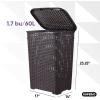 imagePlastic Laundry Hamper with Lid Laundry Hamper Basket White Smoke 2 Pack Tall Cloths Hamper Organizer with Cutout Handles Space Saving for Laundry Room Bedroom Bathroom Wicker Design 60 LiterBrown