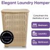 imagePlastic Laundry Hamper with Lid Laundry Hamper Basket White Smoke 2 Pack Tall Cloths Hamper Organizer with Cutout Handles Space Saving for Laundry Room Bedroom Bathroom Wicker Design 60 LiterBeige