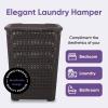 imagePlastic Laundry Hamper with Lid Laundry Hamper Basket White Smoke 2 Pack Tall Cloths Hamper Organizer with Cutout Handles Space Saving for Laundry Room Bedroom Bathroom Wicker Design 60 LiterBrown