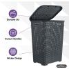 imagePlastic Laundry Hamper with Lid Laundry Hamper Basket White Smoke 2 Pack Tall Cloths Hamper Organizer with Cutout Handles Space Saving for Laundry Room Bedroom Bathroom Wicker Design 60 LiterGray