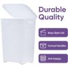 imagePlastic Laundry Hamper with Lid Laundry Hamper Basket White Smoke 2 Pack Tall Cloths Hamper Organizer with Cutout Handles Space Saving for Laundry Room Bedroom Bathroom Wicker Design 60 LiterWhite