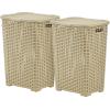 imagePlastic Laundry Hamper with Lid Laundry Hamper Basket White Smoke 2 Pack Tall Cloths Hamper Organizer with Cutout Handles Space Saving for Laundry Room Bedroom Bathroom Wicker Design 60 LiterBeige