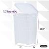 imagePlastic Laundry Hamper with Lid Laundry Hamper Basket White Smoke 2 Pack Tall Cloths Hamper Organizer with Cutout Handles Space Saving for Laundry Room Bedroom Bathroom Wicker Design 60 LiterWhite