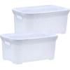 imageSuperio Laundry Basket knit Style Storage Hamper Basket with Cutout Handles 40 Liter White Easy Storage Dirty Clothes in Laundry Room Bathroom or BedroomWhite