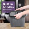 imageSuperio Laundry Basket knit Style Storage Hamper Basket with Cutout Handles 40 Liter White Easy Storage Dirty Clothes in Laundry Room Bathroom or BedroomGrey