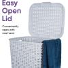 imageSuperio Laundry Hamper Basket With Easy Open Lid 60 Liter Brown Large Wicker Hamper Dirty Cloths Storage With Two Cutout Handles Laundry Room Bin 170 BushelWhite Smoke