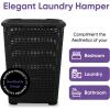 imageSuperio Laundry Hamper Basket With Easy Open Lid 60 Liter Brown Large Wicker Hamper Dirty Cloths Storage With Two Cutout Handles Laundry Room Bin 170 BushelBlack
