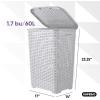 imageSuperio Laundry Hamper Basket With Easy Open Lid 60 Liter Brown Large Wicker Hamper Dirty Cloths Storage With Two Cutout Handles Laundry Room Bin 170 BushelWhite Smoke