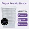 imageSuperio Laundry Hamper Basket With Easy Open Lid 60 Liter Brown Large Wicker Hamper Dirty Cloths Storage With Two Cutout Handles Laundry Room Bin 170 BushelWhite Smoke