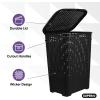 imageSuperio Laundry Hamper Basket With Easy Open Lid 60 Liter Brown Large Wicker Hamper Dirty Cloths Storage With Two Cutout Handles Laundry Room Bin 170 BushelBlack