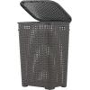 imageSuperio Laundry Hamper Basket With Easy Open Lid 60 Liter Brown Large Wicker Hamper Dirty Cloths Storage With Two Cutout Handles Laundry Room Bin 170 BushelBrown