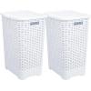 imageSuperio Laundry Hamper Basket With Easy Open Lid 60 Liter Brown Large Wicker Hamper Dirty Cloths Storage With Two Cutout Handles Laundry Room Bin 170 BushelWhite