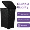 imageSuperio Laundry Hamper Basket With Easy Open Lid 60 Liter Brown Large Wicker Hamper Dirty Cloths Storage With Two Cutout Handles Laundry Room Bin 170 BushelBlack