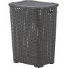 imageSuperio Laundry Hamper Basket With Easy Open Lid 60 Liter Brown Large Wicker Hamper Dirty Cloths Storage With Two Cutout Handles Laundry Room Bin 170 BushelBrown