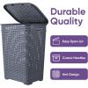 imageSuperio Laundry Hamper Basket With Easy Open Lid 60 Liter Brown Large Wicker Hamper Dirty Cloths Storage With Two Cutout Handles Laundry Room Bin 170 BushelGray