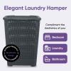imageSuperio Laundry Hamper Basket With Easy Open Lid 60 Liter Brown Large Wicker Hamper Dirty Cloths Storage With Two Cutout Handles Laundry Room Bin 170 BushelGray