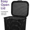 imageSuperio Laundry Hamper Basket With Easy Open Lid 60 Liter Brown Large Wicker Hamper Dirty Cloths Storage With Two Cutout Handles Laundry Room Bin 170 BushelBlack