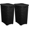 imageSuperio Laundry Hamper Basket With Easy Open Lid 60 Liter Brown Large Wicker Hamper Dirty Cloths Storage With Two Cutout Handles Laundry Room Bin 170 BushelBlack