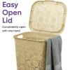 imageSuperio Laundry Hamper with Lid Lace Design 50 Liter  2 Pack Laundry Hamper Basket with Cutout Handles Rectangular Shape Modern Style Bin Dirty Cloths Storage Beige 2 PackBeige 2 Pack