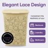 imageSuperio Laundry Hamper with Lid Lace Design 50 Liter  2 Pack Laundry Hamper Basket with Cutout Handles Rectangular Shape Modern Style Bin Dirty Cloths Storage Beige 2 PackBeige 2 Pack