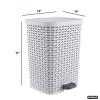 imageSuperio Mini Trash Can with Foot Pedal Small Outdoor Garbage Can with Lid 15 Gallon Plastic Waste Basket for Bathroom Bedroom Kitchen Office Patio Wicker Brown 6 QTWhite Smoke