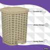 imageSuperio Mini Trash Can with Foot Pedal Small Outdoor Garbage Can with Lid 15 Gallon Plastic Waste Basket for Bathroom Bedroom Kitchen Office Patio Wicker Brown 6 QTBeige and Brown
