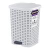 imageSuperio Mini Trash Can with Foot Pedal Small Outdoor Garbage Can with Lid 15 Gallon Plastic Waste Basket for Bathroom Bedroom Kitchen Office Patio Wicker Brown 6 QTWhite Smoke