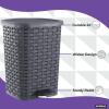 imageSuperio Mini Trash Can with Foot Pedal Small Outdoor Garbage Can with Lid 15 Gallon Plastic Waste Basket for Bathroom Bedroom Kitchen Office Patio Wicker Brown 6 QTGray