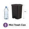 imageSuperio Mini Trash Can with Foot Pedal Small Outdoor Garbage Can with Lid 15 Gallon Plastic Waste Basket for Bathroom Bedroom Kitchen Office Patio Wicker Brown 6 QTBrown