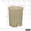 imageSuperio Mini Trash Can with Foot Pedal Small Outdoor Garbage Can with Lid 15 Gallon Plastic Waste Basket for Bathroom Bedroom Kitchen Office Patio Wicker Brown 6 QTBeige and Brown