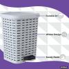 imageSuperio Mini Trash Can with Foot Pedal Small Outdoor Garbage Can with Lid 15 Gallon Plastic Waste Basket for Bathroom Bedroom Kitchen Office Patio Wicker Brown 6 QTWhite