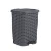 imageSuperio Mini Trash Can with Foot Pedal Small Outdoor Garbage Can with Lid 15 Gallon Plastic Waste Basket for Bathroom Bedroom Kitchen Office Patio Wicker Brown 6 QTGray